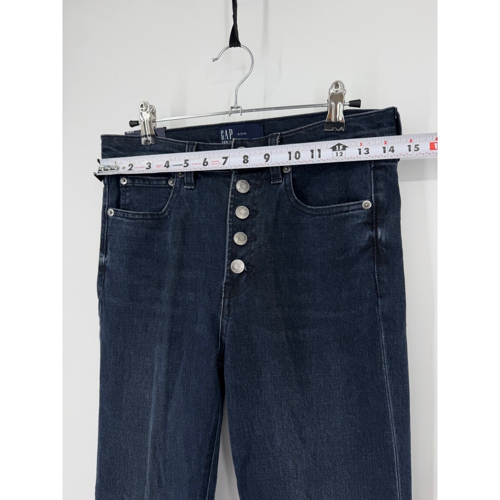 NEW GAP High Rise Flare Jeans Dark Wash Button Fly Stretch Denim 4/27R 652460-00 - Picture 11 of 14